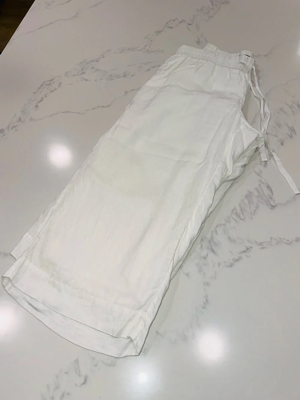 J. CREW SIZE XL~ CRISP WHITE 100% LINEN FULLY LINED PANTS BEACH SUMMER TROUSERS